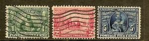 United States, Scott #328-330, 5c Jamestown Exposition, Used