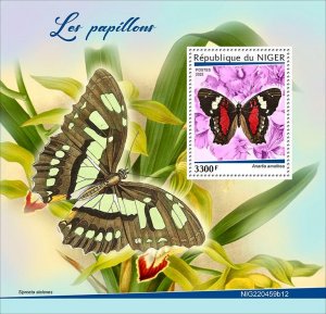 NIGER - 2022 - Butterflies - Perf Souv Sheet #12 - Mint Never Hinged