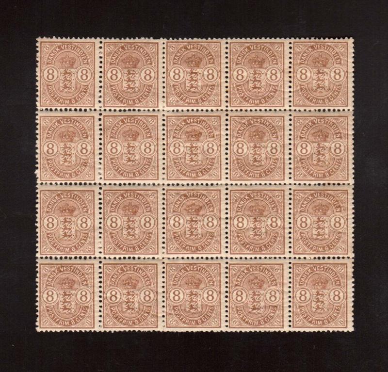 Danish West Indies #30 VF/NH Showpiece Block Of Twenty