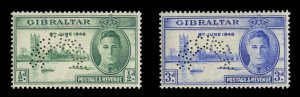 Gibraltar #119-120S (SG 132-133s) Cat£160, 1946 Peace, set of two, perforate...