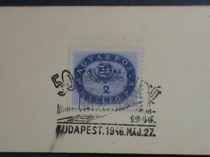 ​HUNGARY-1946- 76 YEARS OLD- STAMP PROOF CARD WITH STAMP-VF-HARD TO FIND