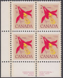 Canada - #707 Western Columbine Plate Block - MNH