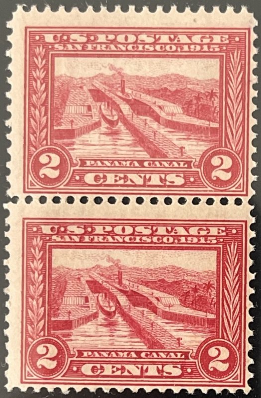 Scott #398 1913 2¢ Panama-Pacific Exposition Panama Canal perf. 12 MNH OG pair