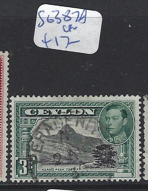 CEYLON (P1909B) KGVI 3C  SG 387A   VFU