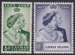 Cayman Islands Sc# 116 / 117 QE 1948 Silver Wedding complete set MLH CV $25.25