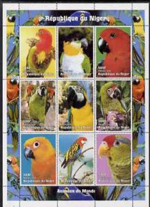 Niger Republic 1998 Parrots sheetlet containing 9 values ...