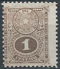 Paraguay 191 (used) 1c coat of arms above numeral, gray black (1910)