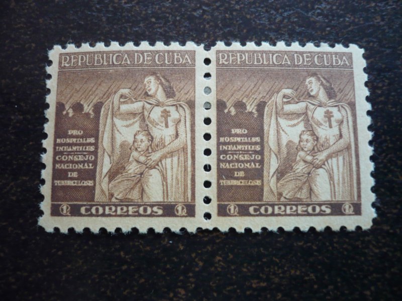 Stamps - Cuba - Scott#RA8 - Mint Hinged Pair of  Postal Tax Stamps