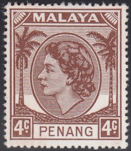 Malaya Penang 1954-55 MH Sc #31 4c Elizabeth II