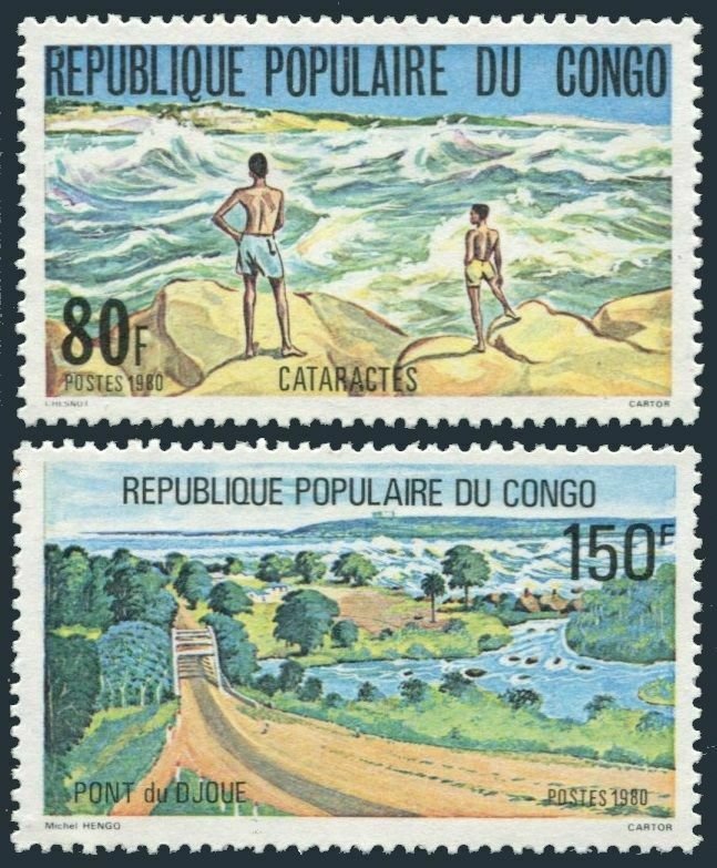 Congo PR 564-565,MNH.Michel 784-785. Congo River,Djoue Bridge,1980.