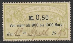 GERMANY 1886 0,50m Bill of Exchange Revenue Erler No. AJ103 Used