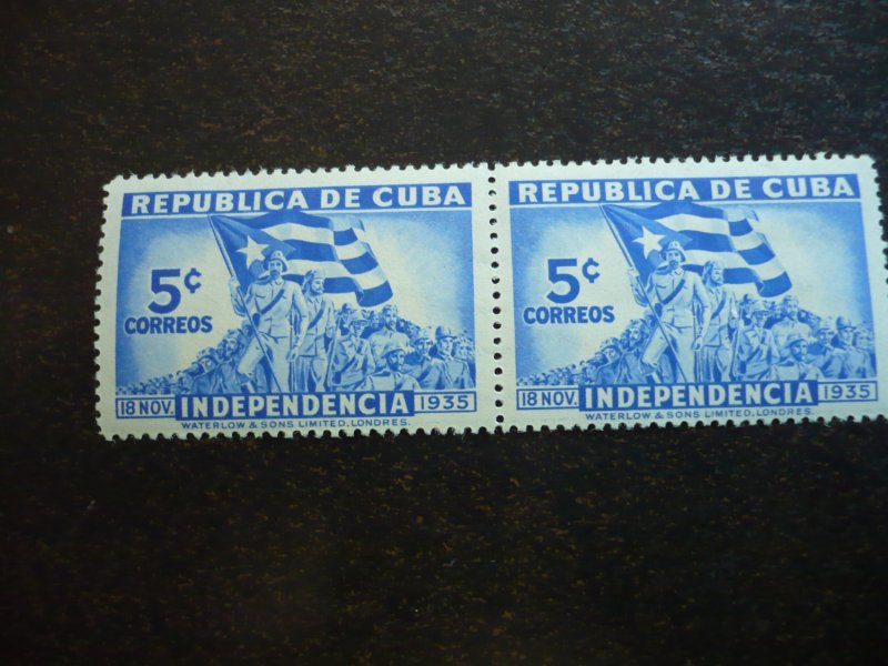 Stamps - Cuba - Scott# 332-336, E9 Mint Hinged Partial Set of 6 Stamps in Pairs