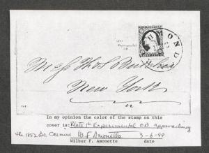 US Sc#11a EOB Richmond VA Cover, 4 Margins, Amonette Cert., Cv. $700