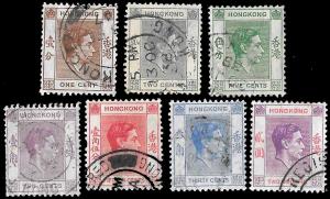 Hong Kong SC 154,155,157,158,159,161b,164a - George VI Set - Used - 1938