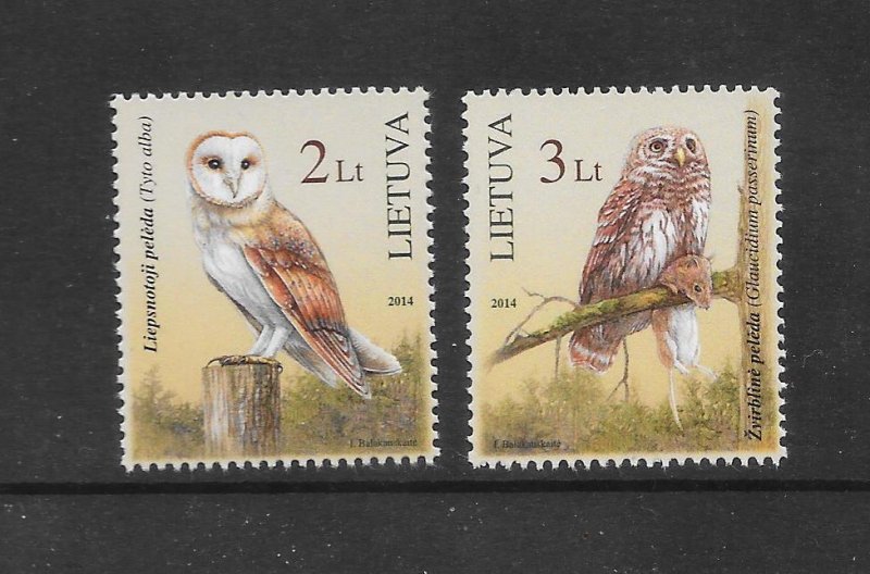 BIRDS - LITHUANIA #1022-3  OWLS  MNH