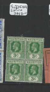 MAURITIUS   (P0108B) KGV 3C  SG 225 BL OF 4,  2  MNH