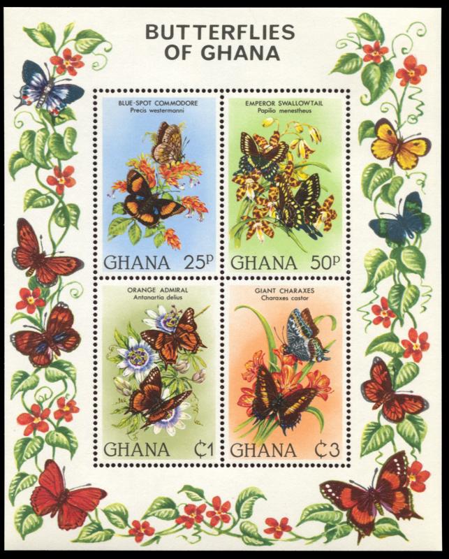 Ghana 793, MNH, Butterflies souvenir sheet