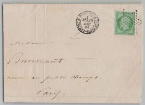 France 1855 5c green Paris Star LETTRE AFFts de PARIS POUR PARIS CDS Cover