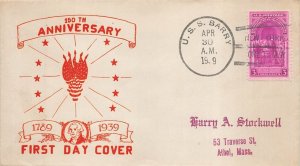 854 3c GW INAUGURATION - 1st Horton/Stannard - USS Barry ( DD-248 )