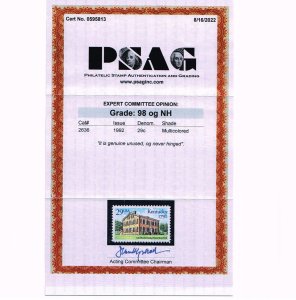 EXCEPTIONAL GENUINE SCOTT #2636 MINT PRISTINE OG NH PSAG CERT GRADED SUPERB-98