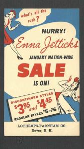 1941 P C DOVER NH ENNA JETTICKS SHOES AT LOTHROPS JANUARY SALE $3.95-$4.45