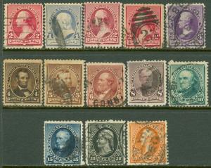 EDW1949SELL : USA 1890-93 Scott #219-20, 220a, 221-29 Used. Nice fronts Cat $279