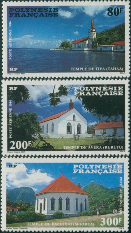 French Polynesia 1986 Sc#C221-C223,SG495-497 Protestant Churches set MNH