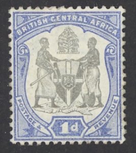 British Central Africa Sc# 43 MH (b) 1897-1901 1p ultra & black Coat of Arms