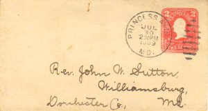 United States Maryland Princess Anne 1909 duplex  Postal Stationery Envelope.