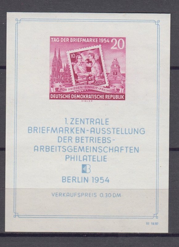 J39097 jlstamps,1954 germany DDR s/s mh #226a stamps