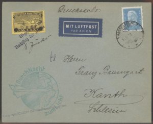 Germany 1933  Zucker Autograph Rocket Mail Imperf Stamp Flown Cover Hasse 103401