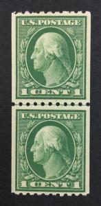 US #441 COIL LINE PAIR MINT OG NH $18 LOT #5653