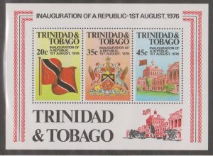 Trinidad & Tobago 274a, Inauguaration of Republic Souvenir Sheet, NH, 1/3 Cat.