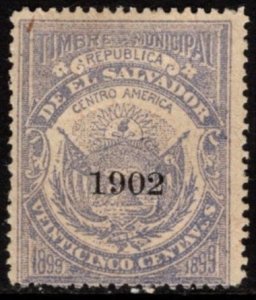 1902 El Salvador Revenue 25 Centavos Timbre Municipal (Stamp Duty) Unused