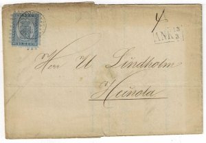 Finland 1874 Tammerfors cancel on cover, boxed ANK handstamp, Scott 9