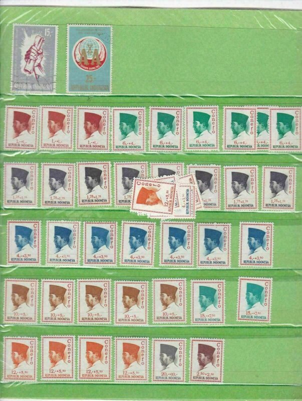 republic of indonesia stamps on album pages  ref 13245