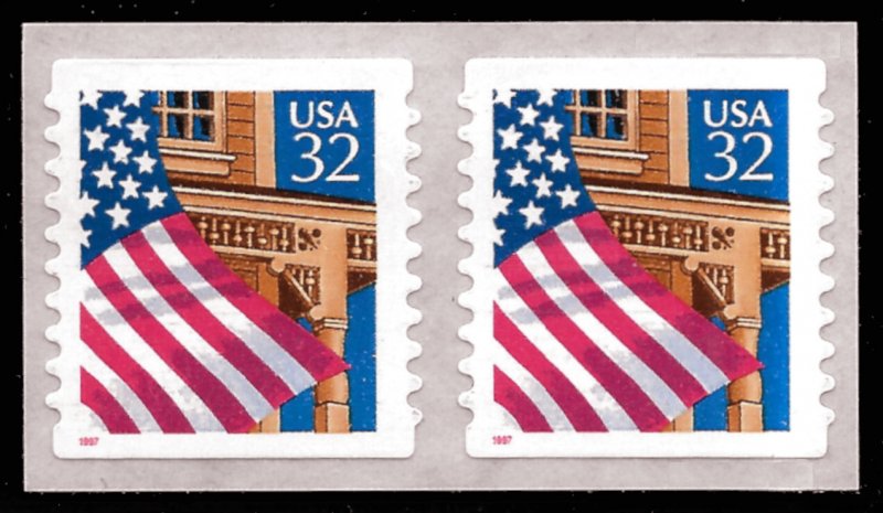 Sc 2915D  32¢ Flag Over Porch Coil Pair, MNH