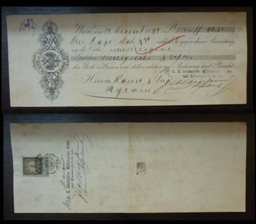 Austria 1894 Hungary Bill of Exchange - Revenue Stamp - F.A. Sargs Sohn & Co A28 