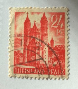 German occupation, Rheinland Pfalz 1947 Scott 6N8 used - 24pf, Cathedral, Worms