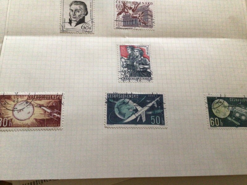 Czechoslovakia stamps on folded page  A11787