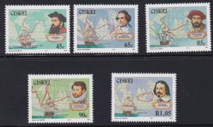 Ciskei # 203-207, Famous Explorers, NH, 1/2 Cat.