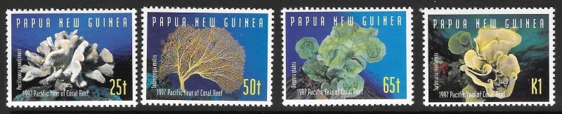 PAPUA NEW GUINEA SG821/4 1997 PACIFIC YEAR OF THE CORAL REEF MNH 