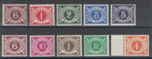 Ireland Sc J4/J18 MLH. 1925-71 Postage Dues, 10 different, sound, fresh