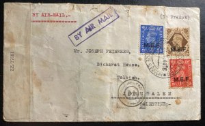 1944 Asmara Eritrea MEF Censored Airmail cover to Jerusalem Palestine