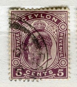 CEYLON; 1910 early Ed VII issue fine used 5c. value