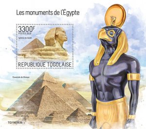 Togo 2019 MNH Tourism Stamps Monuments of Egypt Pyramids Giza Sphinx 1v S/S