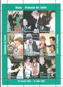 Guinea - Princess Diana, Green - 9 Stamp Sheet - 7B-2040