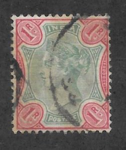 India Scott 49 Used 1r Queen Victoria 2018 CV $2.00