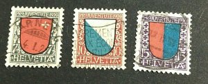 KAPPYSSTAMPS Switzerland #B15-17 1920 Semi-Postals Used Very Fine GS0631