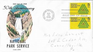 1966 FDC, #1314, 5c National Park Service, Fluegel Covers, pair
